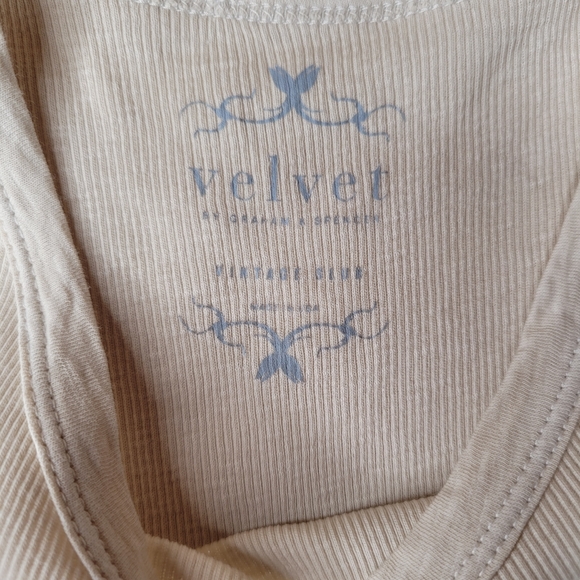 NWOT Velvet by Graham & Spencer Beige Ribbed Tank Top Size Small - Picture 4 of 12
